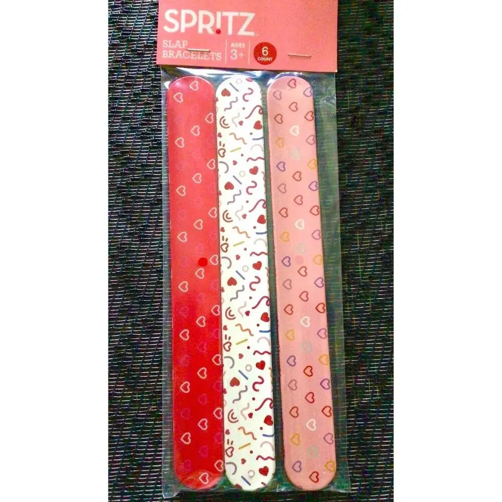 NEW Lot (6) SLAP BRACELETS Birthday Party Favors Hearts Friends Love by Spritz
